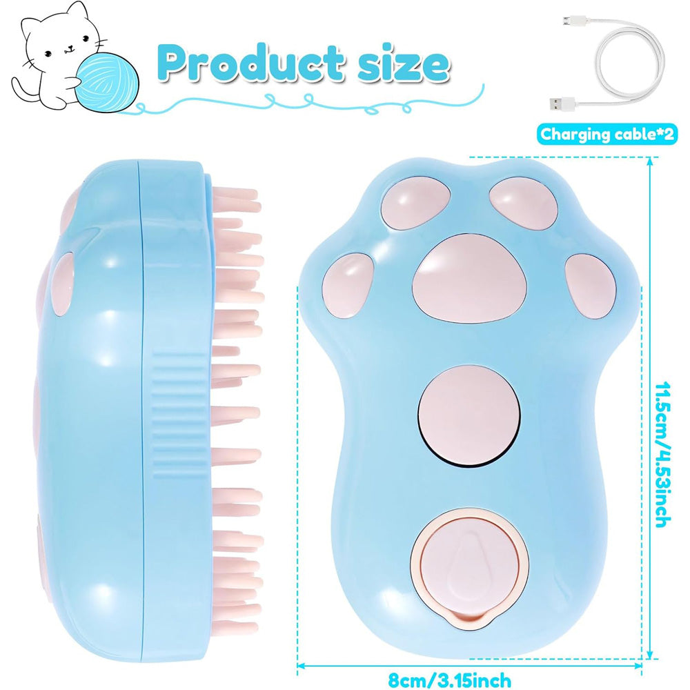 Steam Pet Brush size, 11.5 by 8 cm, about 4.5 by 3.1 inches, with USB cable