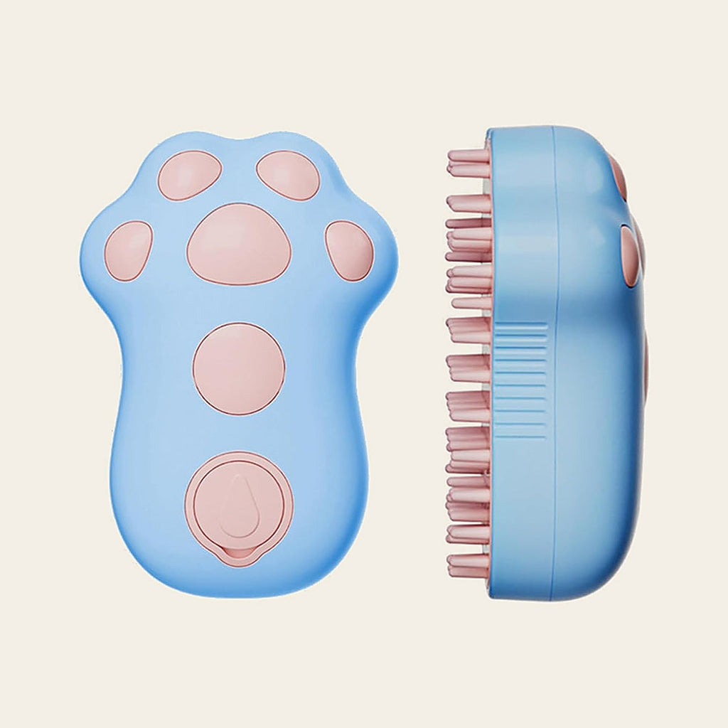 Hauloft steam pet brush, blue paw design, on a plain background