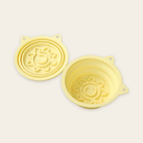Hauloft 3-in-1 collapsible travel dog bowl set in yellow on a plain background