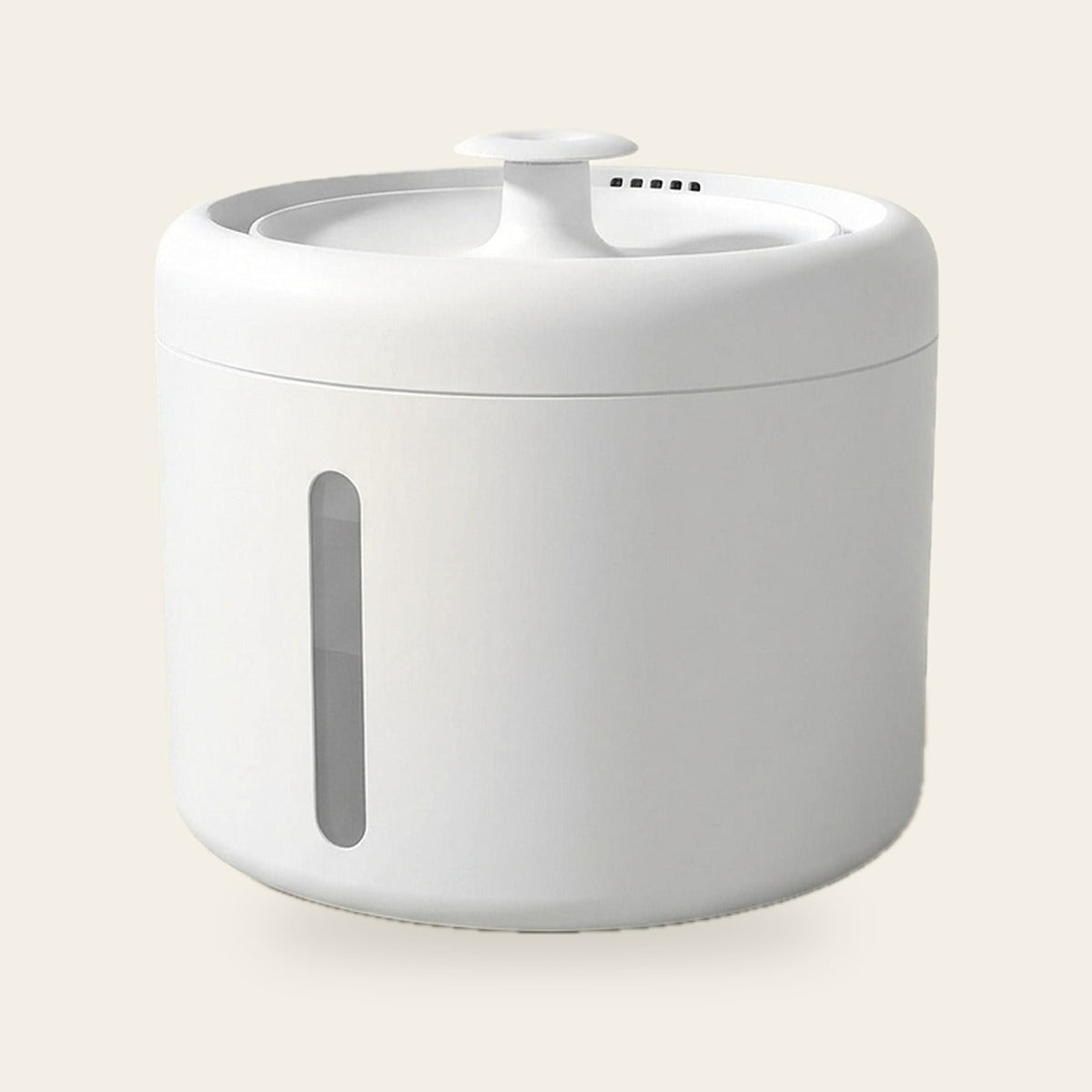 White Pet Water Fountain 2.5 L on a plain sand background