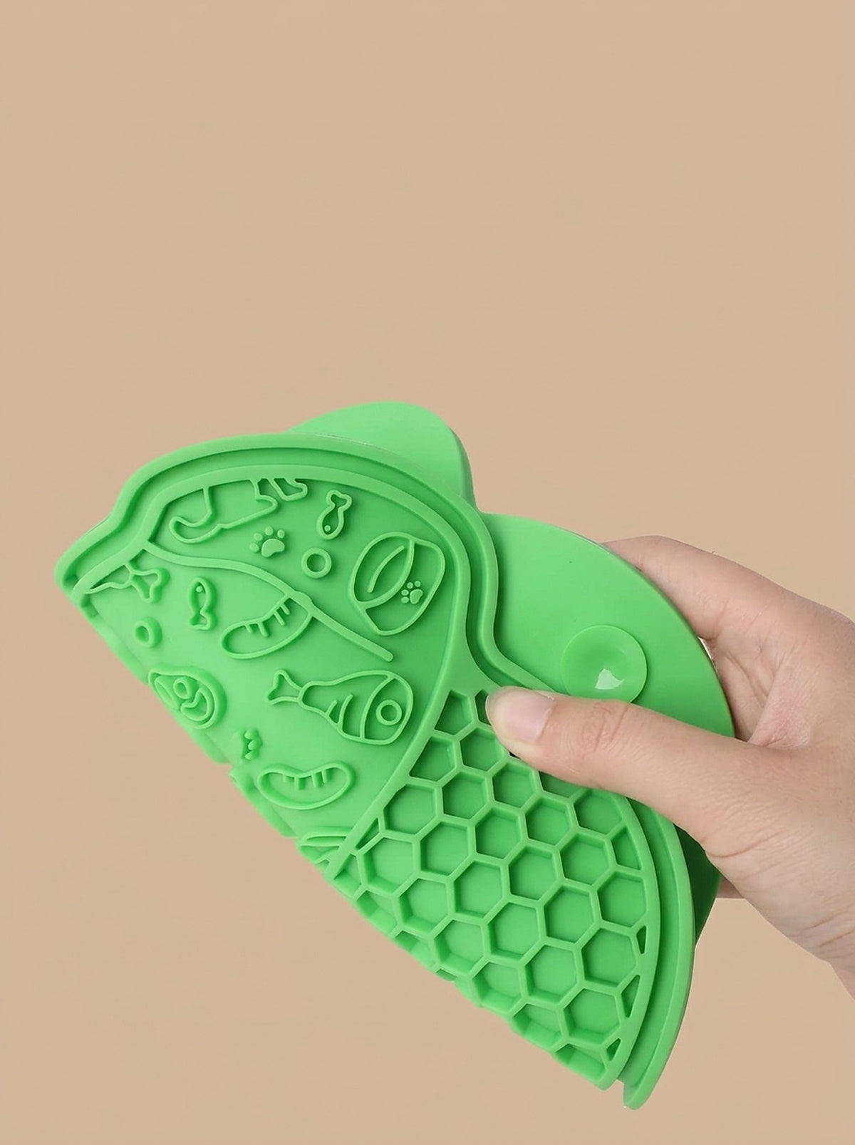 Hand bending the flexible silicone Hauloft lick mat