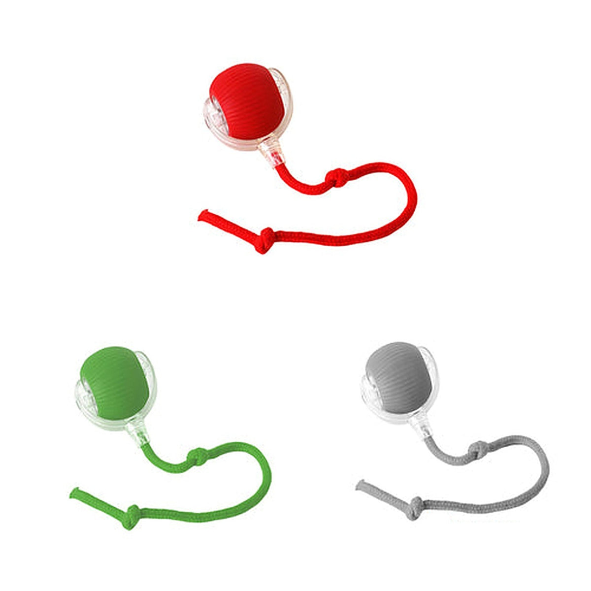 Hauloft rolling cat ball 3-pack: red, green and gray balls