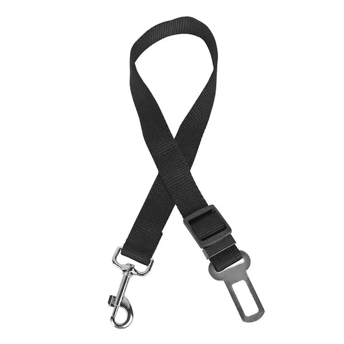 Hauloft dog seat belt, black nylon with metal buckle tab and swivel clip