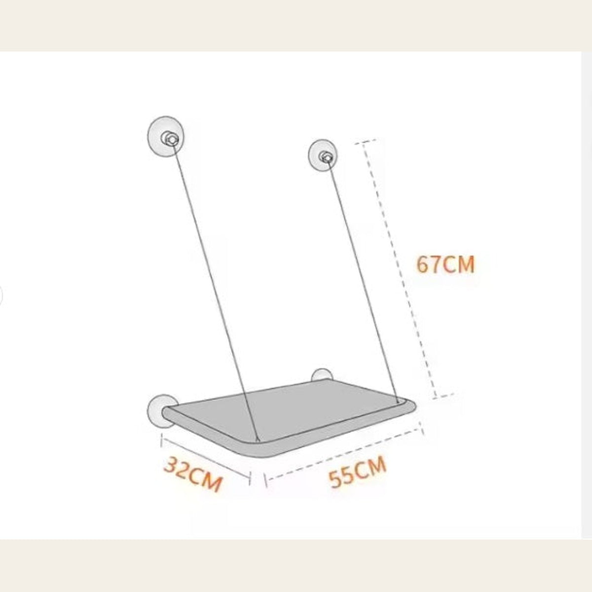 Hauloft window cat hammock dimensions diagram with suction-cup arms